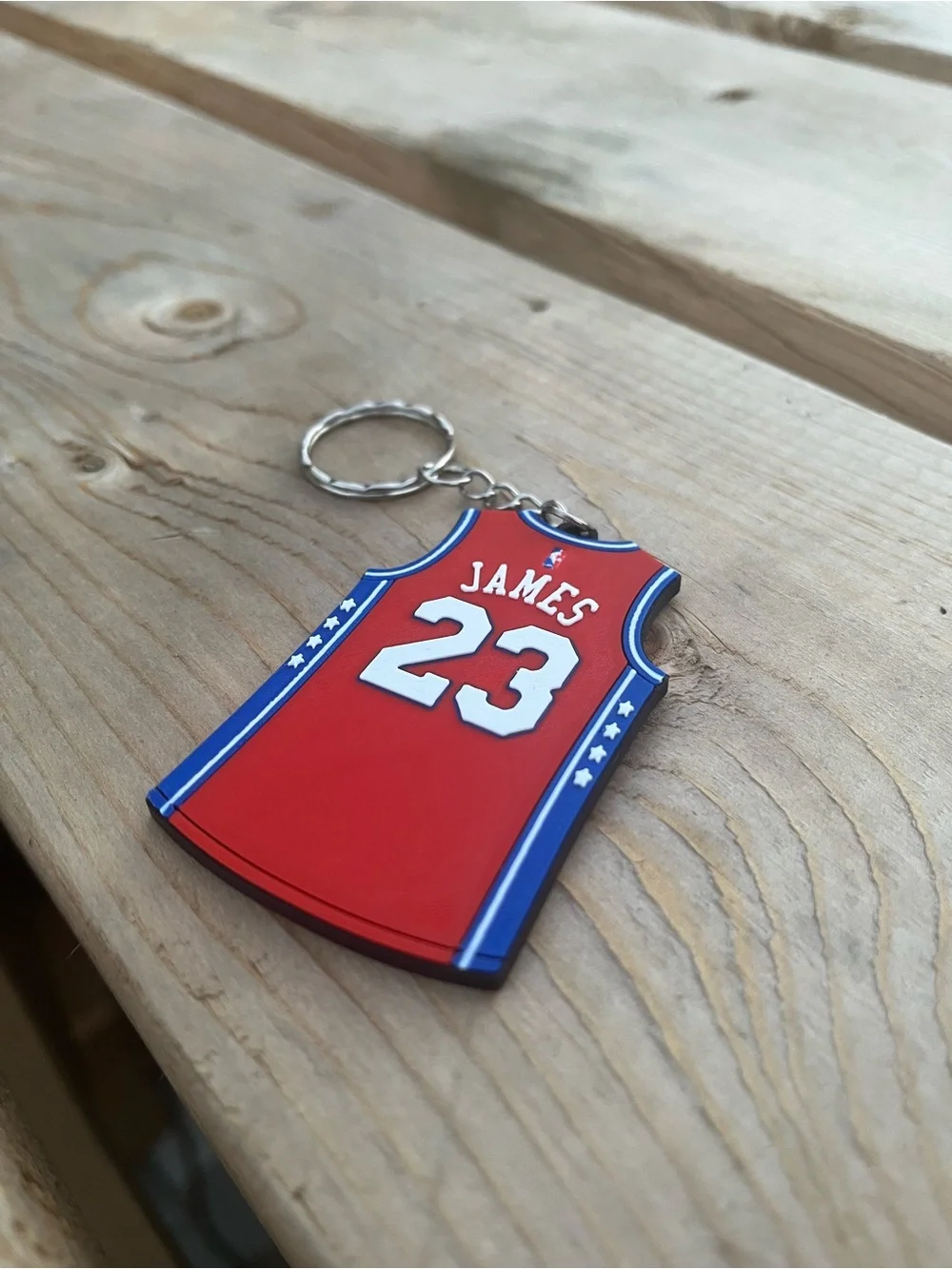 Red NBA Jersey Keychain with 23 Design